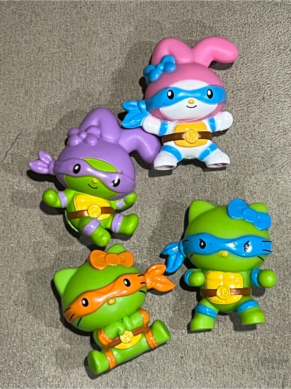 Sanrio Ninja Bunny & Kitty Play Figures - Pink, Purple, Green, Orange, Blue